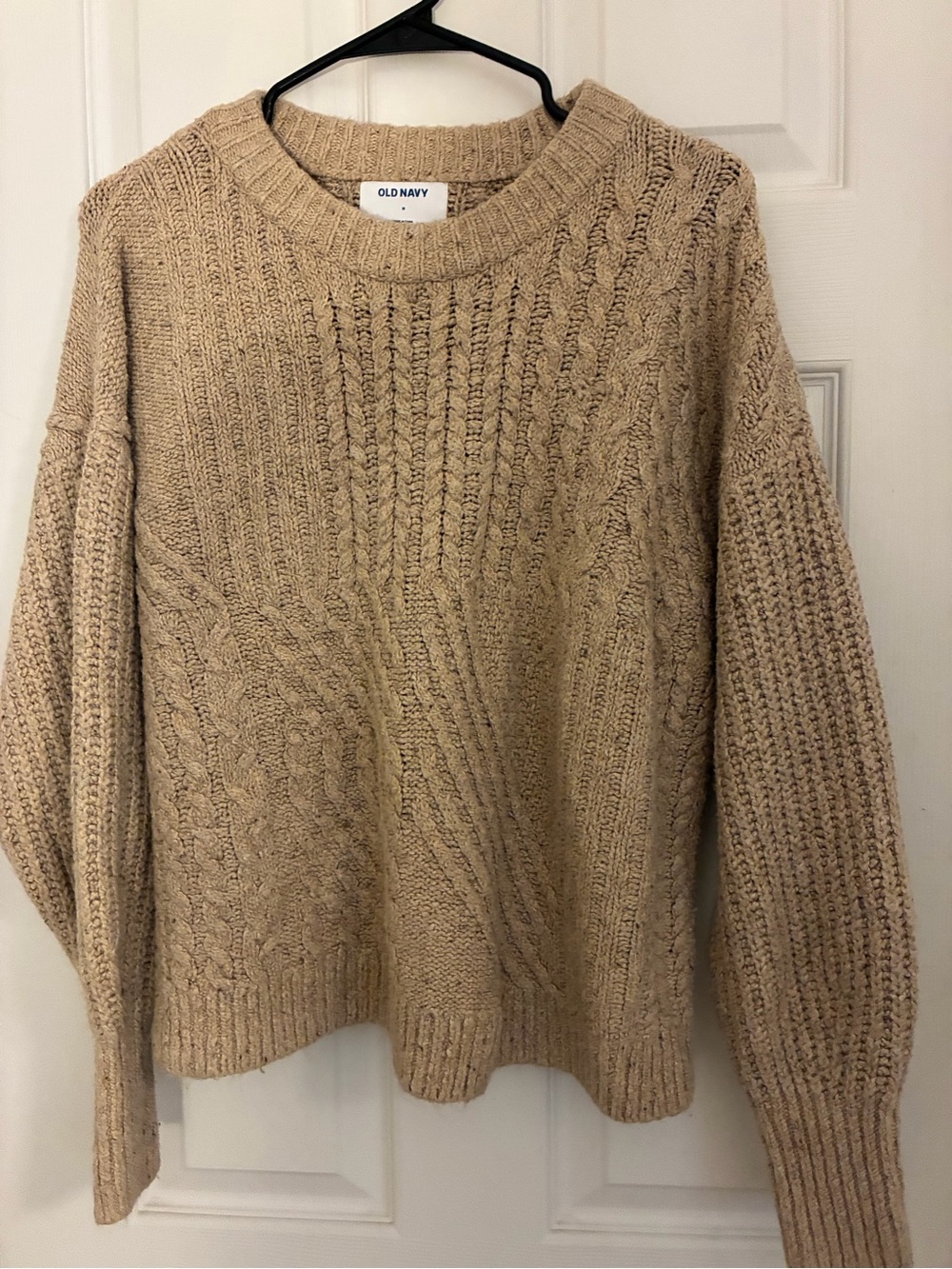 Old Navy Tan Cable Knit Crewneck Sweater